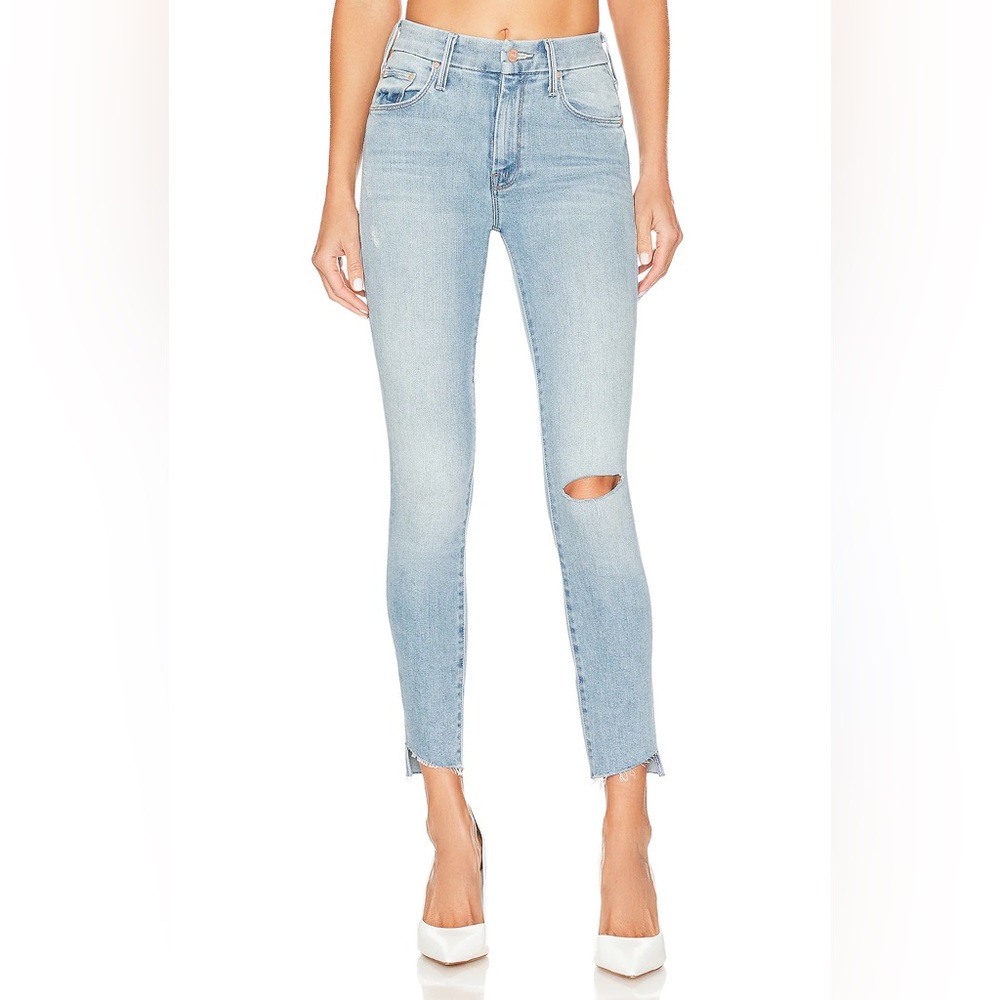 Mother The Looker Ankle Step Fray Despite Differences 26‎ Distressed Light Blue
